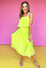 Lime Pleat Front Scallop Hem Midi Skirt *FINAL SALE*