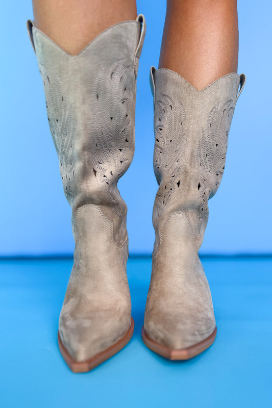 Beige Cutout Detail Boots