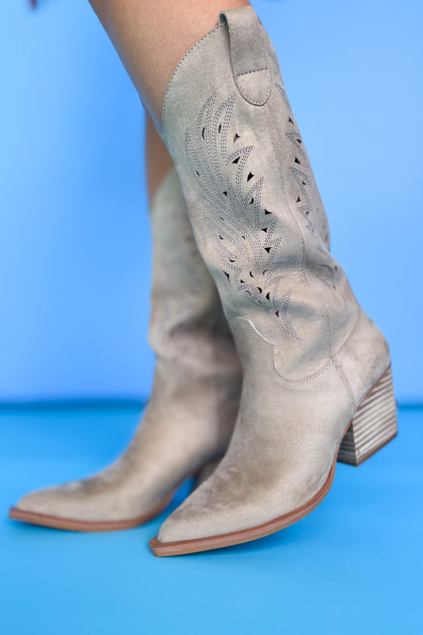 Beige Cutout Detail Boots