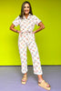 Off White Multi Floral Printed Self Tie Waist Jumpsuit, floral detail, tie belt, collared, ssys by mallory fitzsimmons