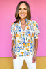 THML Cream Print Puff Sleeve V Neck Top *FINAL SALE*