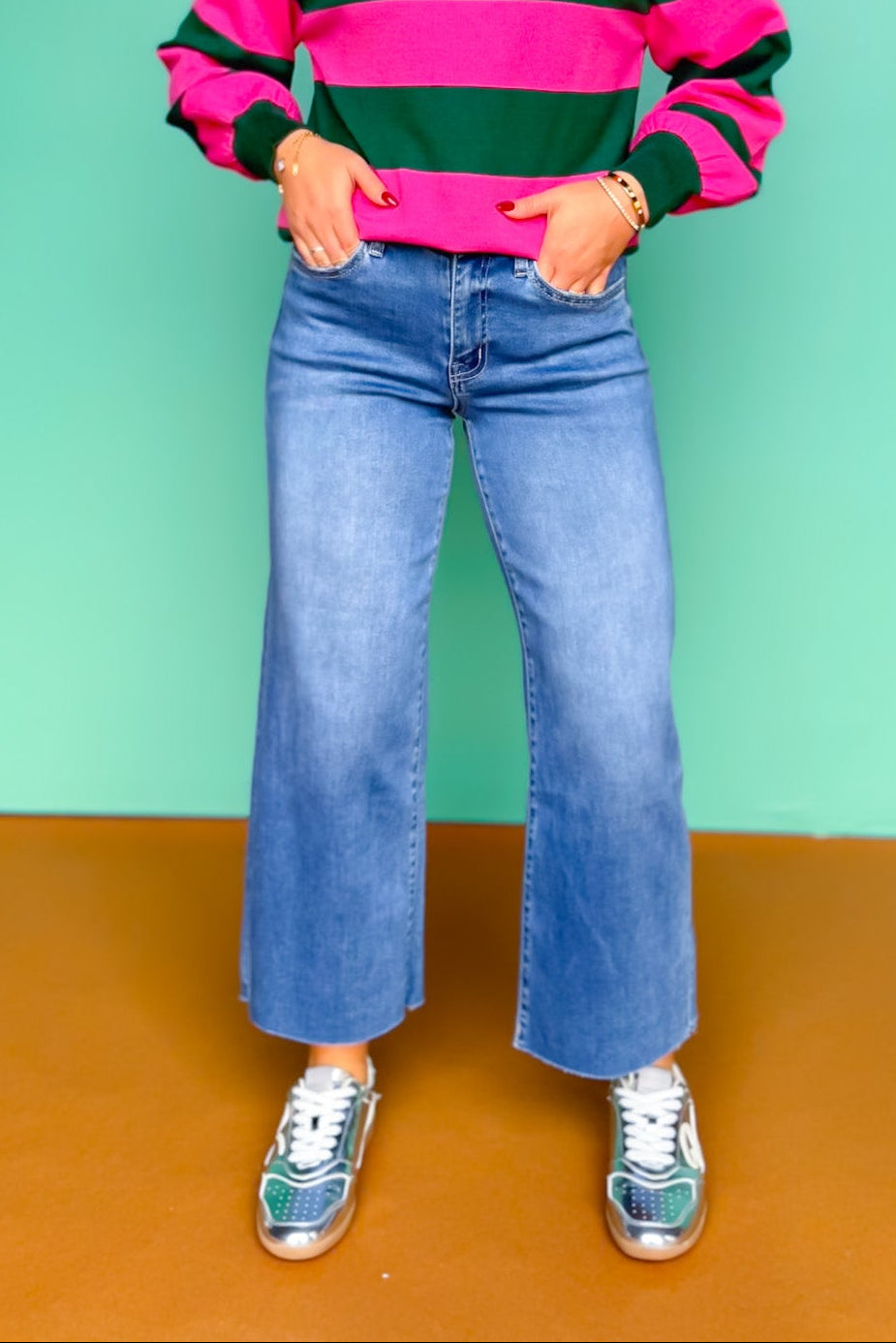 Vervet High Rise Super Soft Crop Slim Wide Leg Jeans