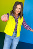  SSYS The Rory Zip Up Vest In Neon Yellow, ssys fall collection, ssys fall, fall style, fall outfit, must have fall, elevated fall, mom style, office style, office outfit, fall vest, elevated vest, ssys vest, ssys by mallory fitzsimmons