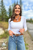 SSYS Ribbed Square Neck Long Sleeve Top In White