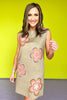 THML Taupe Flower Embroidered Sleeveless Dress