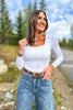 SSYS Ribbed Square Neck Long Sleeve Top In White