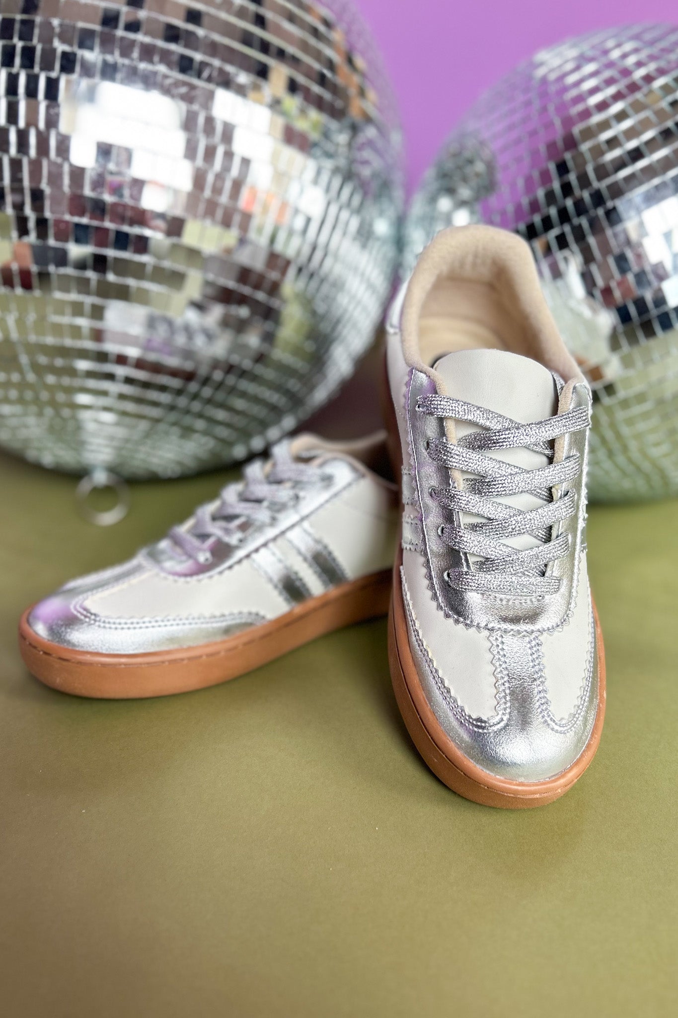 Silver Metallic Detail Rubber Sole Sneakers FINAL SALE SSYS