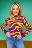 SSYS Jacey Animal Stripe Knit Sweater In Purple