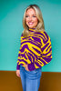 SSYS Jacey Animal Stripe Knit Sweater In Purple