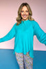 Teal High Low Round Hem Henley Top *FINAL SALE*