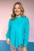 Teal High Low Round Hem Henley Top *FINAL SALE*