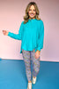 Teal High Low Round Hem Henley Top *FINAL SALE*