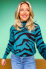 SSYS Jacey Animal Stripe Knit Sweater In Teal