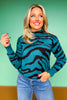 SSYS Jacey Animal Stripe Knit Sweater In Teal