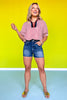 Rust Seersucker Contrast Stripe Collar Neckline Top *FINAL SALE*
