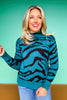 SSYS Jacey Animal Stripe Knit Sweater In Teal