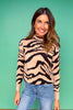 SSYS Jacey Animal Stripe Knit Sweater In Tan