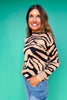 SSYS Jacey Animal Stripe Knit Sweater In Tan