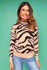 SSYS Jacey Animal Stripe Knit Sweater In Tan