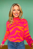 SSYS Jacey Animal Stripe Knit Sweater In Hot Pink