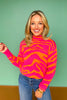 SSYS Jacey Animal Stripe Knit Sweater In Hot Pink