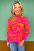 SSYS Jacey Animal Stripe Knit Sweater In Hot Pink