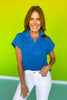 SSYS Cropped Everyday Top In Diamond Quilted Blue
