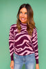 SSYS Jacey Animal Stripe Knit Sweater In Dark Maroon