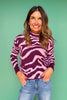 SSYS Jacey Animal Stripe Knit Sweater In Dark Maroon