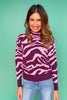SSYS Jacey Animal Stripe Knit Sweater In Dark Maroon