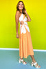 Tangerine Sleeveless Side Cut Out Midi Dress