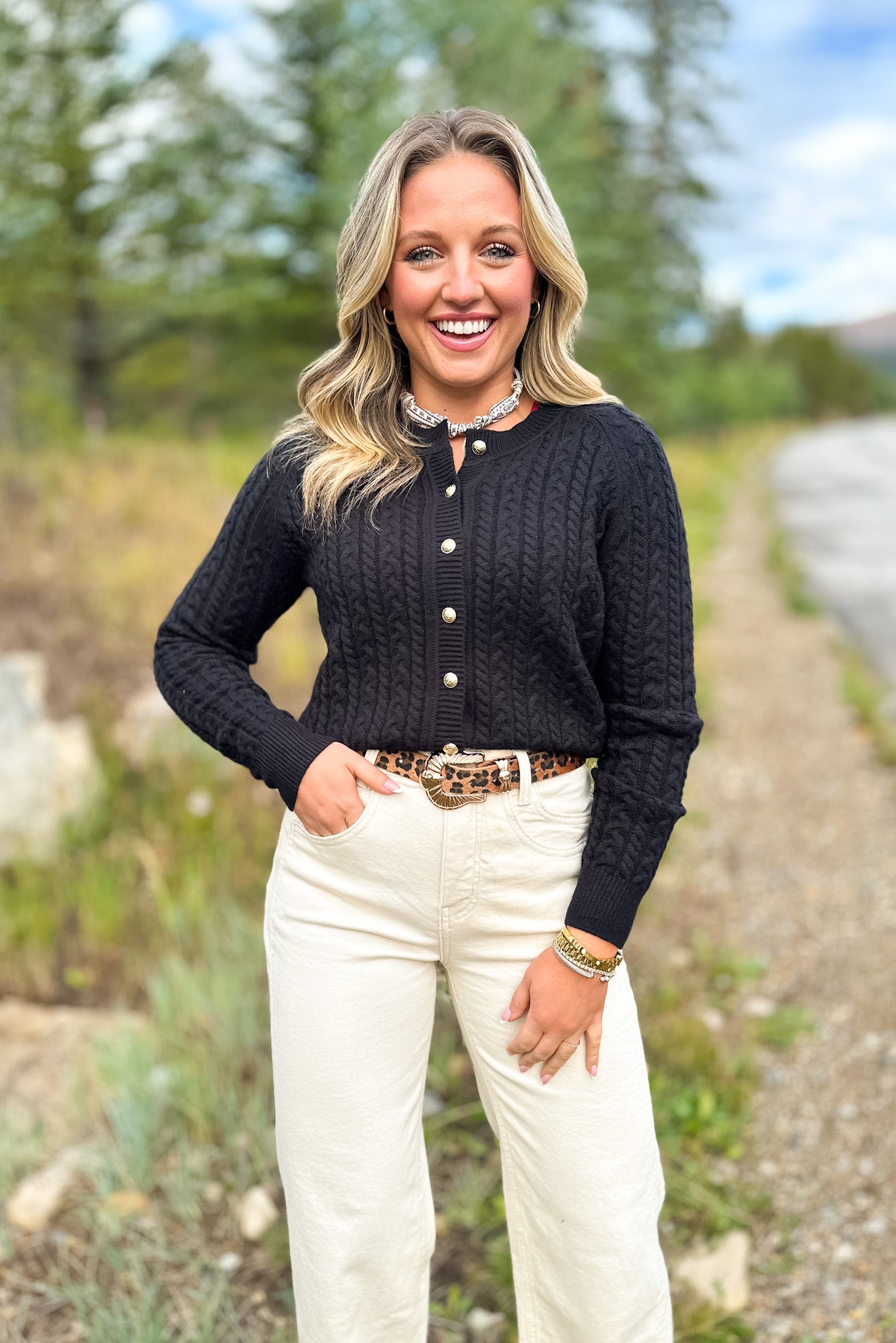 SSYS Lizzy Cable Knit Cardigan In Black