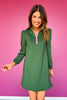 SSYS Zoey Long Sleeve Ruffle Collar Zip Scuba Dress In Hunter