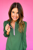 SSYS Zoey Long Sleeve Ruffle Collar Zip Scuba Dress In Hunter