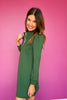 SSYS Zoey Long Sleeve Ruffle Collar Zip Scuba Dress In Hunter