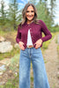 SSYS Lizzy Cable Knit Cardigan In Dark Maroon