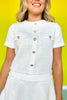 White Tweed Button Detail Dress