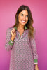 SSYS Hunter Pink Animal Puff Long Sleeve Collared Scuba Active Dress