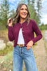 SSYS Lizzy Cable Knit Cardigan In Dark Maroon