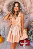 Rose Gold Satin Bow Detail Tiered Dress