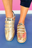 Vintage Havana Gold Metallic Strap Logo Sneakers