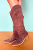 Dark Brown Suede Knee High Boots
