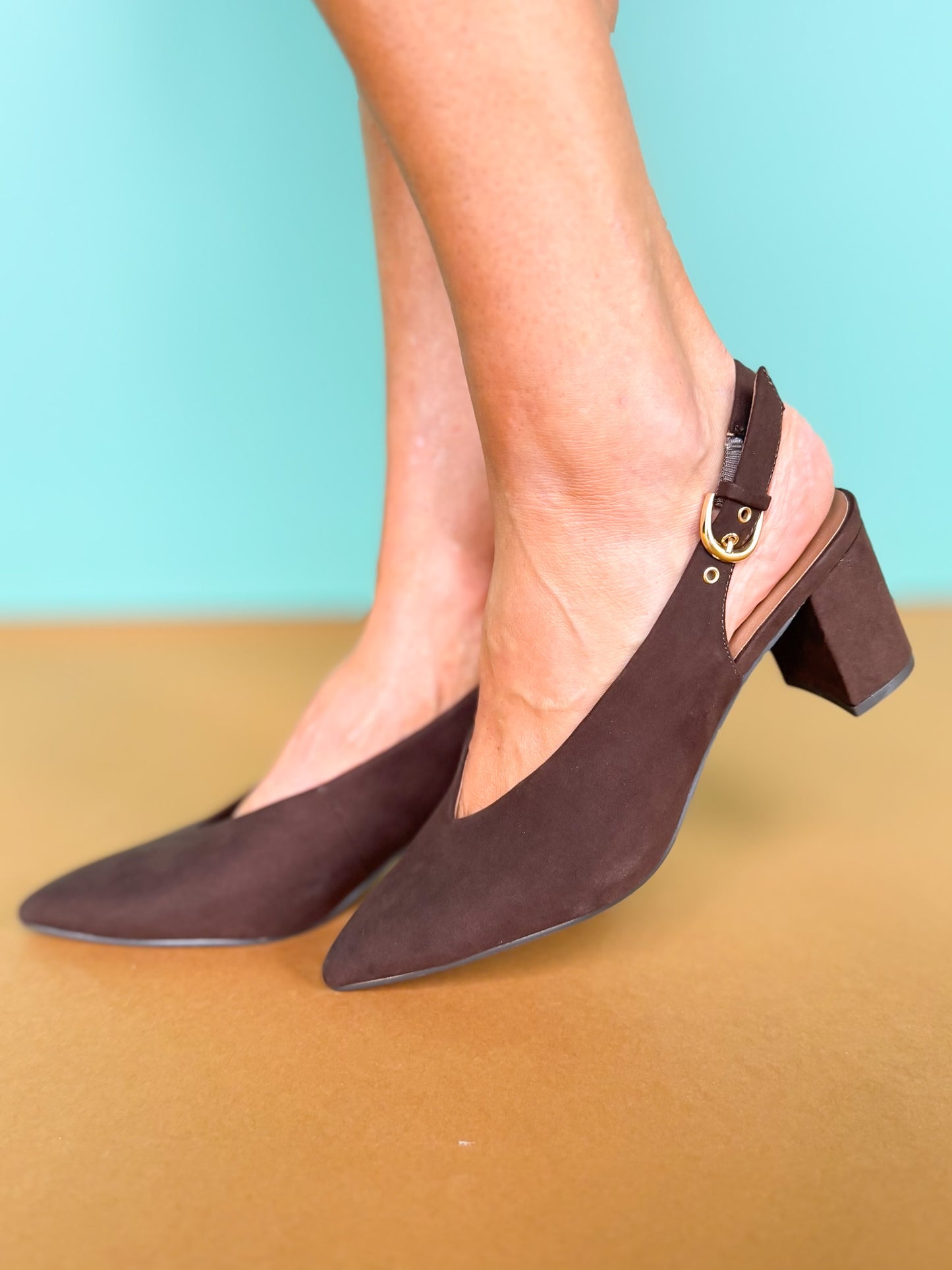 Chocolate Sling Back Pointed Toe Pump *FINAL SALE*