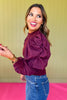 Maroon Mock Neck Puff Sleeve Top *FINAL SALE*