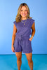 Indigo Sleeveless Drawstring Waist Patch Pocket Romper *FINAL SALE*, lounge wear, comfortable, spring outfit, summer outfit, vacation outfit, ssys by mallory fitzsimmons