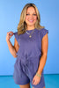Indigo Sleeveless Drawstring Waist Patch Pocket Romper *FINAL SALE*, lounge wear, comfortable, spring outfit, summer outfit, vacation outfit, ssys by mallory fitzsimmons