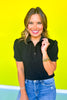 SSYS Haven Short Puff Sleeve Polo Top In Black