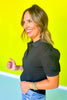 SSYS Haven Short Puff Sleeve Polo Top In Black