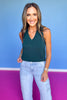 SSYS Signature Double Lined Sleeveless V Neck Tank Top In Hunter