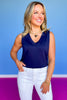 SSYS Signature Double Lined Sleeveless V Neck Tank Top In Navy